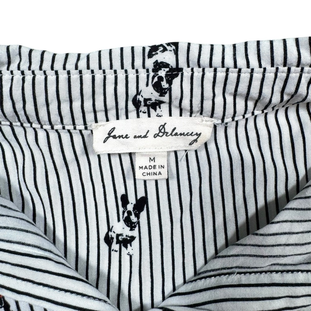 Jane and Delancey Button Up Shirt Women's Medium Frenchie Dog Print Button Shirt